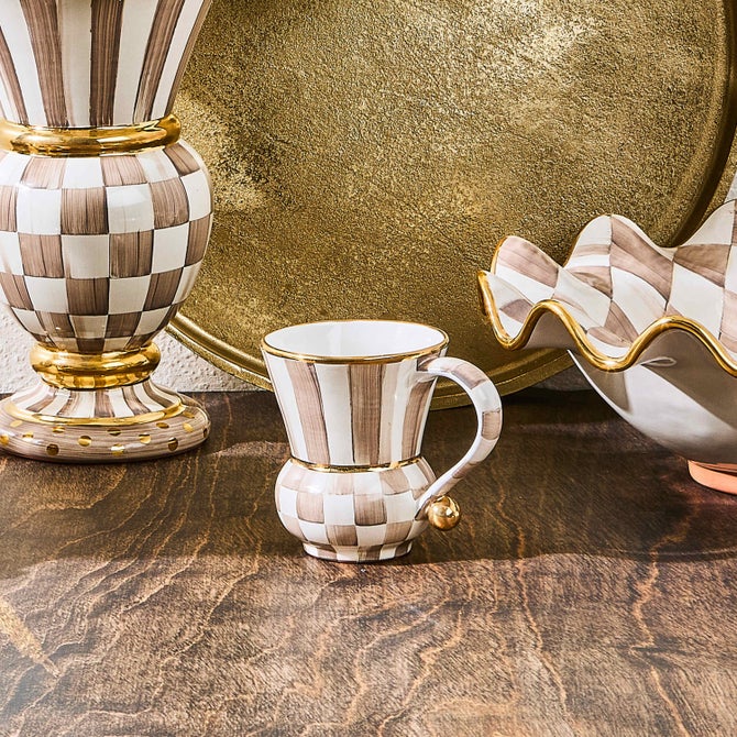 Mocha Check Ceramic Mug