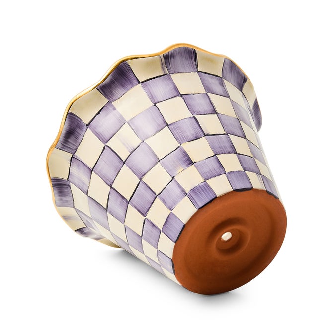 Violet Check 8" Ceramic Garden Pot