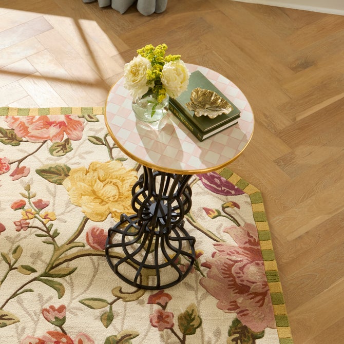 Rosy Check Pedestal Accent Table