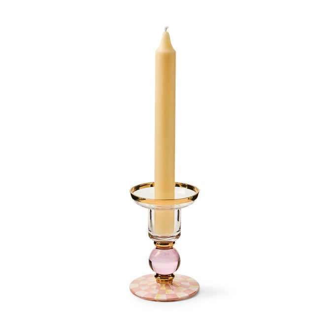 Rosy Check Small Glass Candlestick
