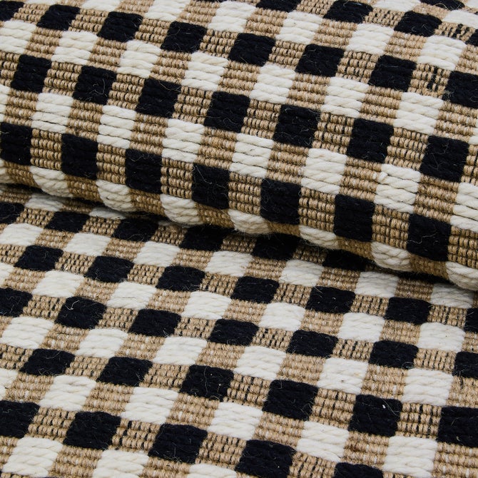 Natural, Black & White Checked 6' x 9' Rug