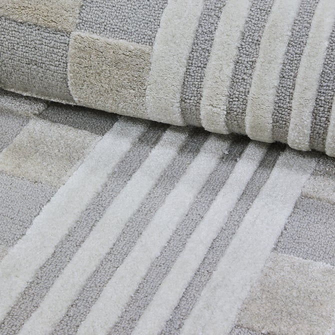 Light Grey Tonal Check 6' Round Rug