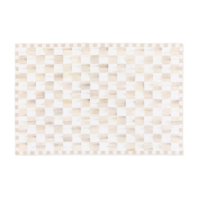 Mocha Checkered 3' x 5' Washable Rug