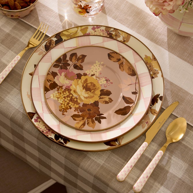 Rosy Check Bistro Flatware 5 Piece Place Setting