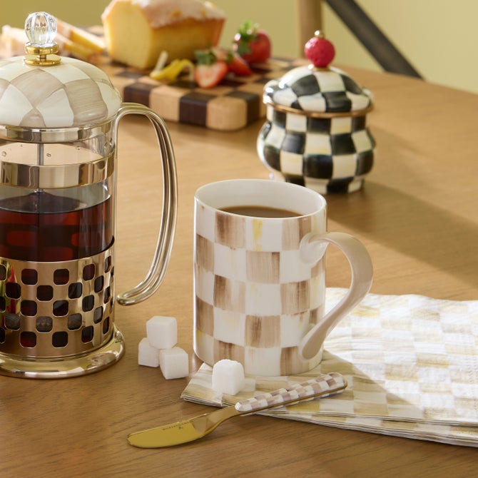 Mocha Check Bistro Spreaders, Set of 2