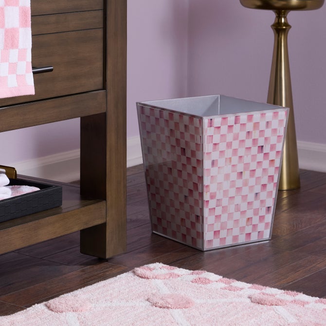 Rosy Check Glass Waste Bin
