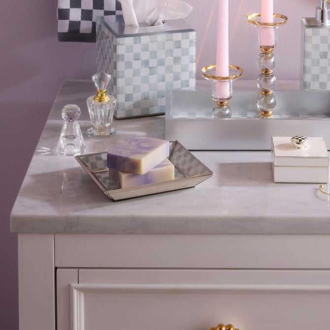Sterling Check Small Glass Tray