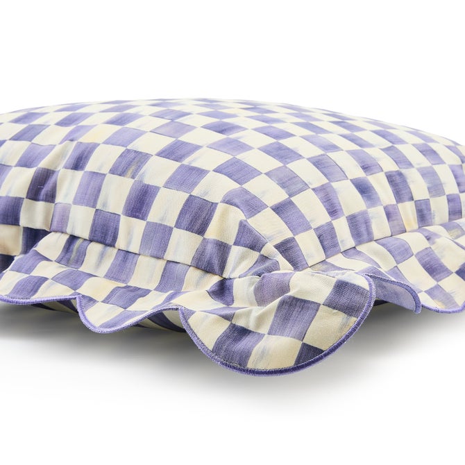 Violet Check Reversible Scalloped Lumbar Throw Pillow