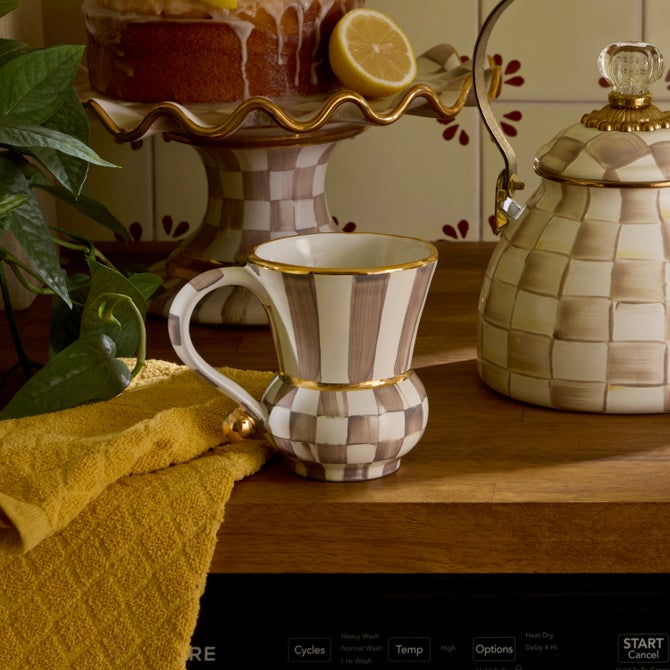 Mocha Check Ceramic Mug