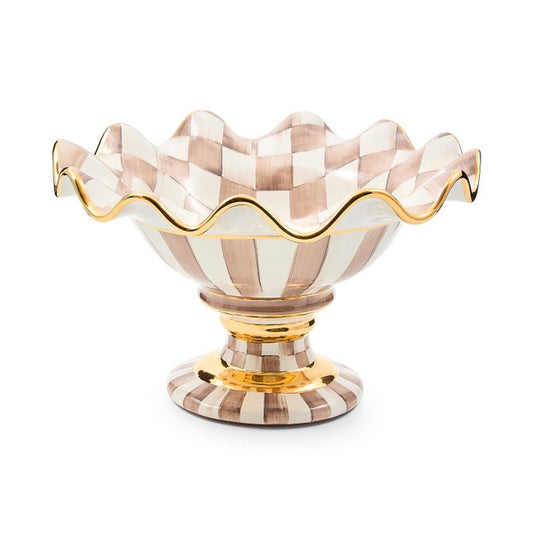 Mocha Check Ceramic Compote