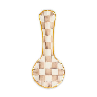 Mocha Check Ceramic Spoon Rest