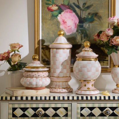 Rosy Check Ceramic Column Canister
