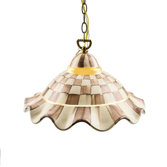 Mocha Check Medium Ceramic Pendant Lamp