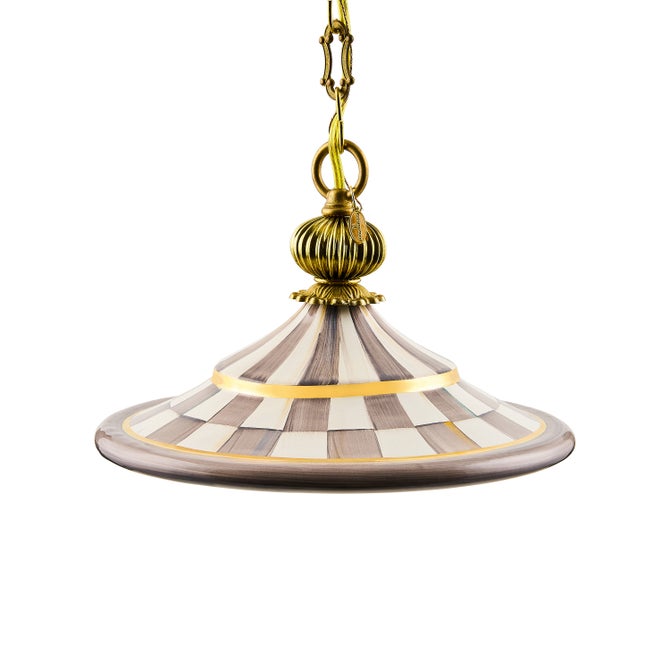 Sterling Check Flared Ceramic Pendant Lamp