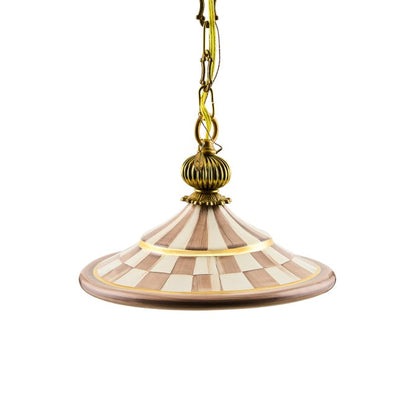 Mocha Check Flared Ceramic Pendant Lamp