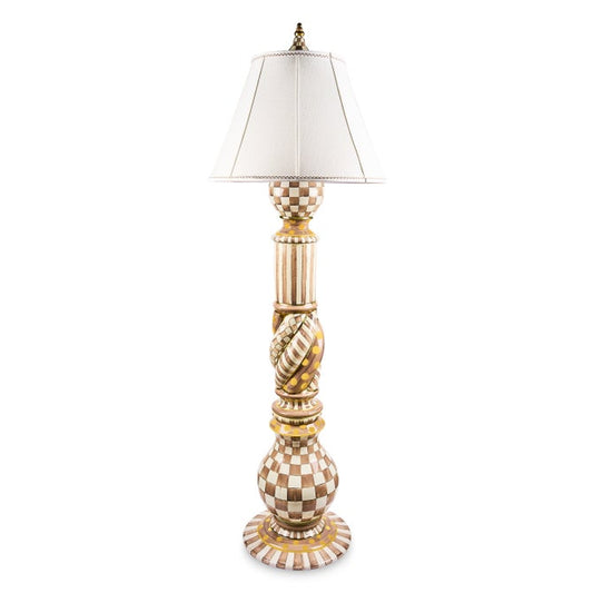 Mocha Check Ceramic Floor Lamp