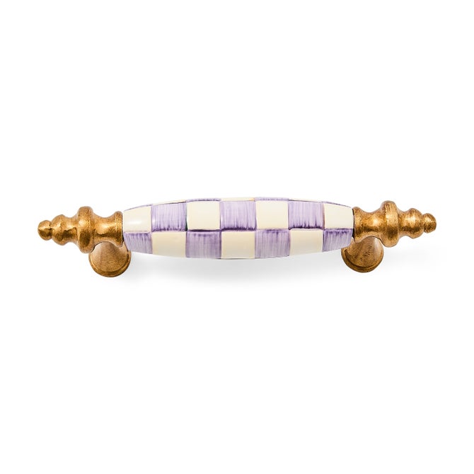 Violet Check Brass Drawer Pull