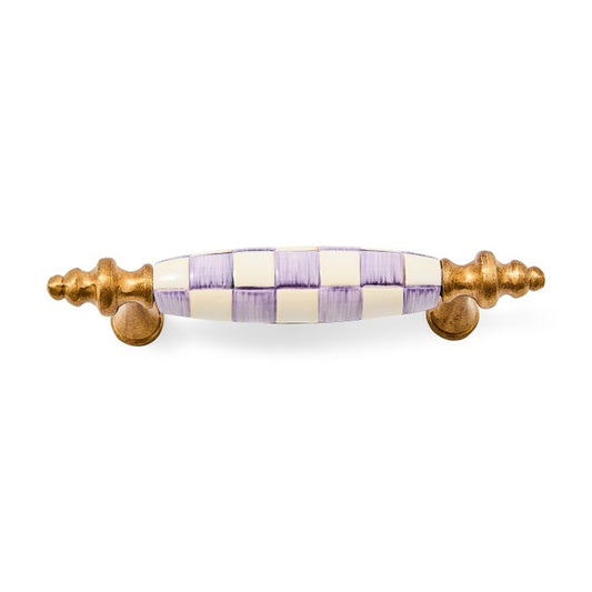 Violet Check Brass Drawer Pull