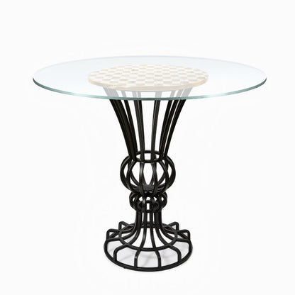 Mocha Check Pedestal Accent Table