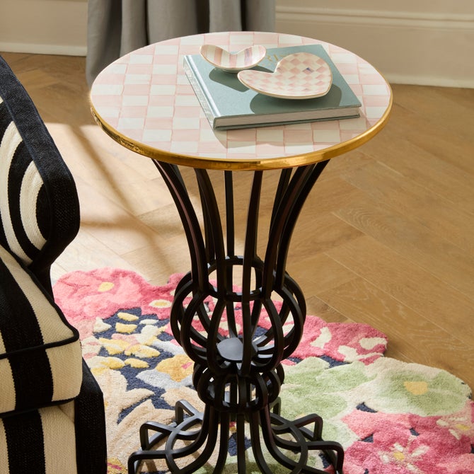 Rosy Check Pedestal Accent Table