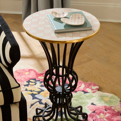 Rosy Check Pedestal Accent Table