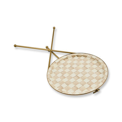 Mocha Check Enamel Tilt Accent Table