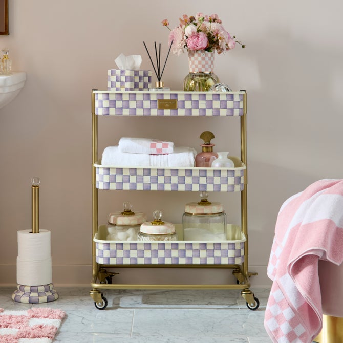 Violet Check 3-Tier Kitchen Cart