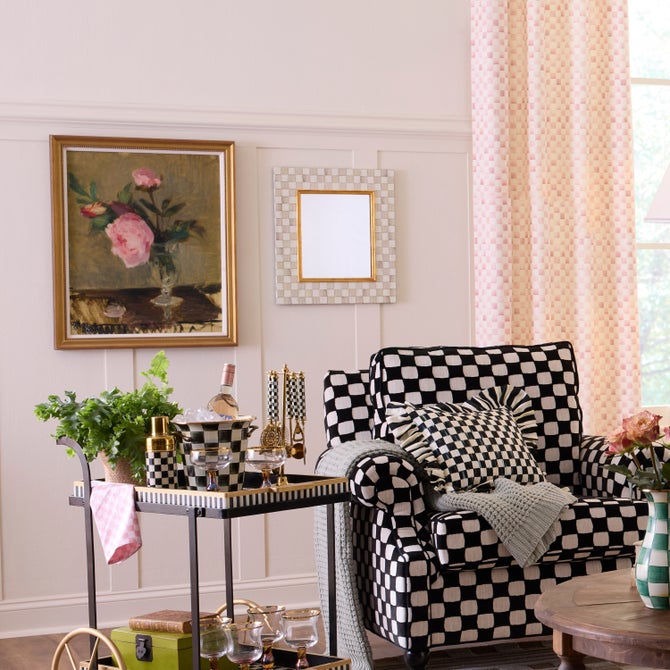 Mocha Check Enamel Wall Mirror