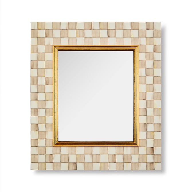 Mocha Check Enamel Wall Mirror