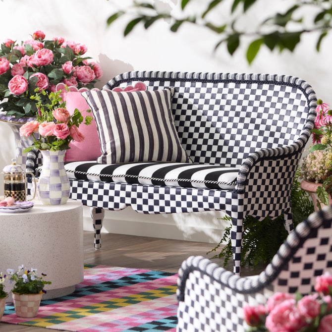 Gambit Check Outdoor Loveseat