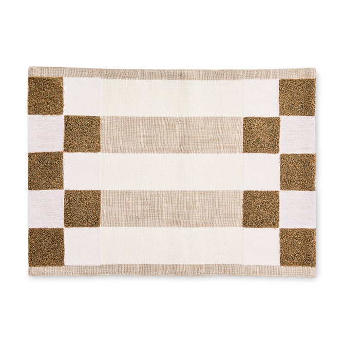 Flax Checks and Stripes Placemats, Set of 4
