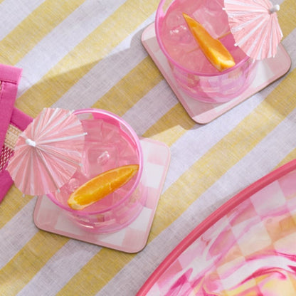 Rosy Check Cork Back Coasters, Set of 4