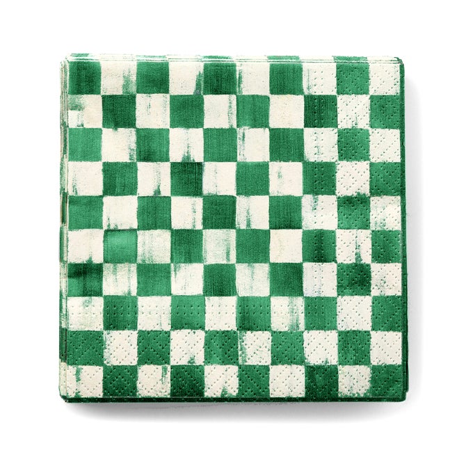 Emerald Check Cocktail Paper Napkins