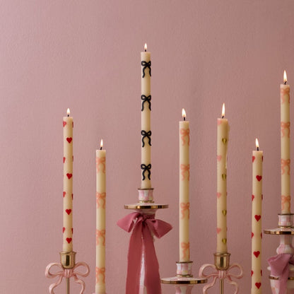 Black Bow Dinner Candles, Set of 2