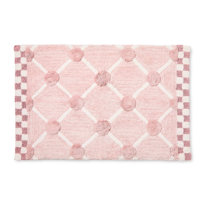 Pink Lattice & Dot Bath Rug