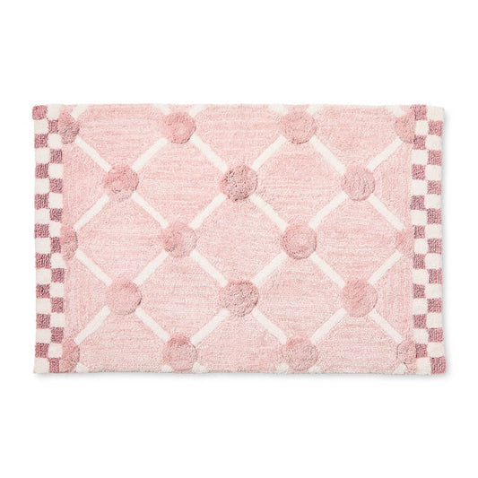 Pink Lattice & Dot Bath Rug