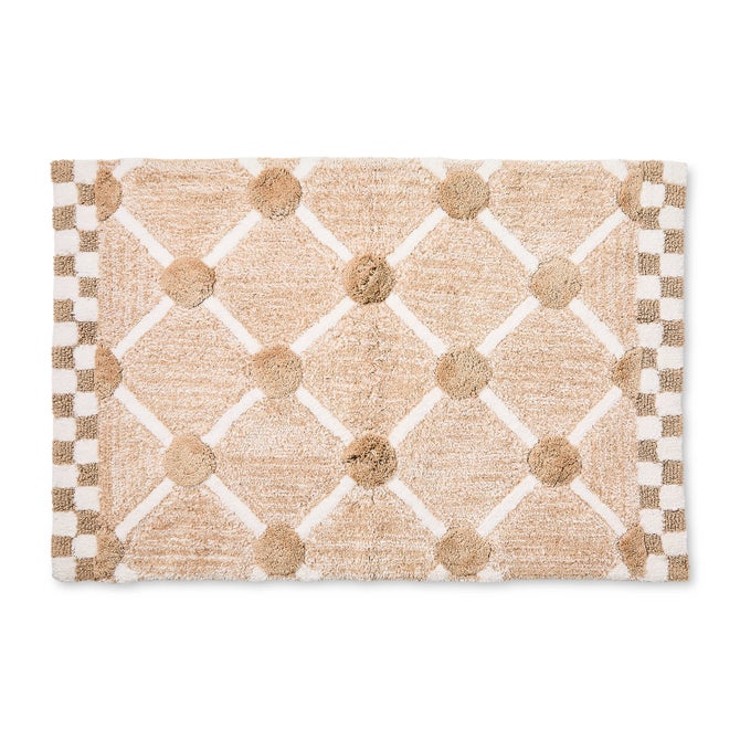 Taupe Lattice & Dot Bath Rug