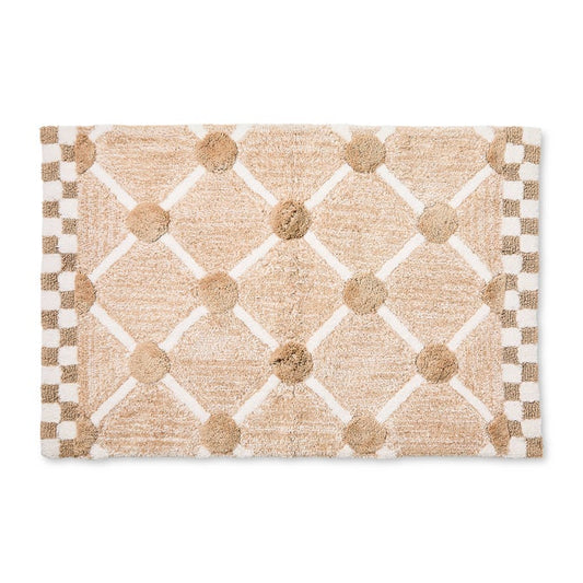 Taupe Lattice & Dot Bath Rug