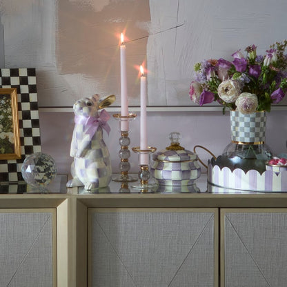 Sterling Check Small Glass Candlestick