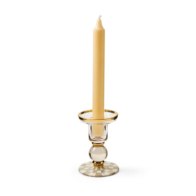 Sterling Check Small Glass Candlestick
