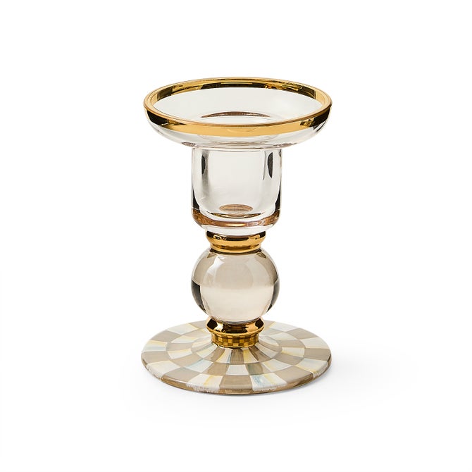 Sterling Check Small Glass Candlestick