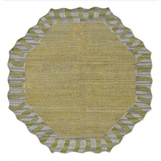 Jute Scalloped Purple and Green 6' Octagon Rug