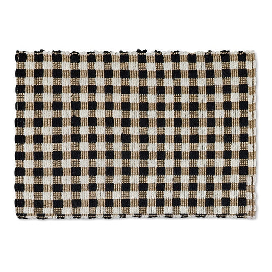 Natural, Black & White Checked 2' x 3' Rug