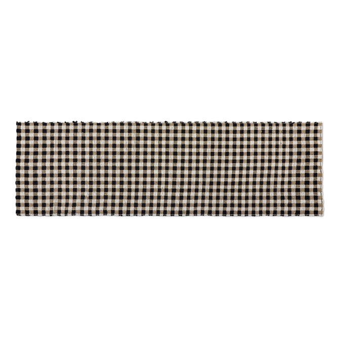Natural, Black & White Checked 2'6" x 9' Runner