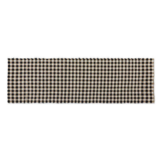 Natural, Black & White Checked 2'6" x 9' Runner