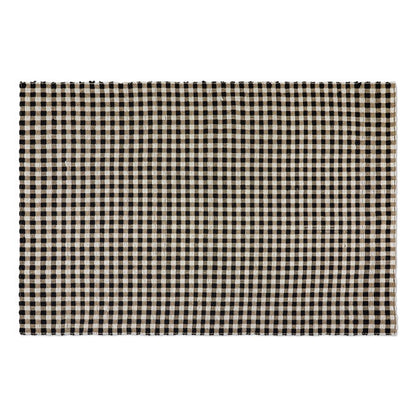 Natural, Black & White Checked 6' x 9' Rug
