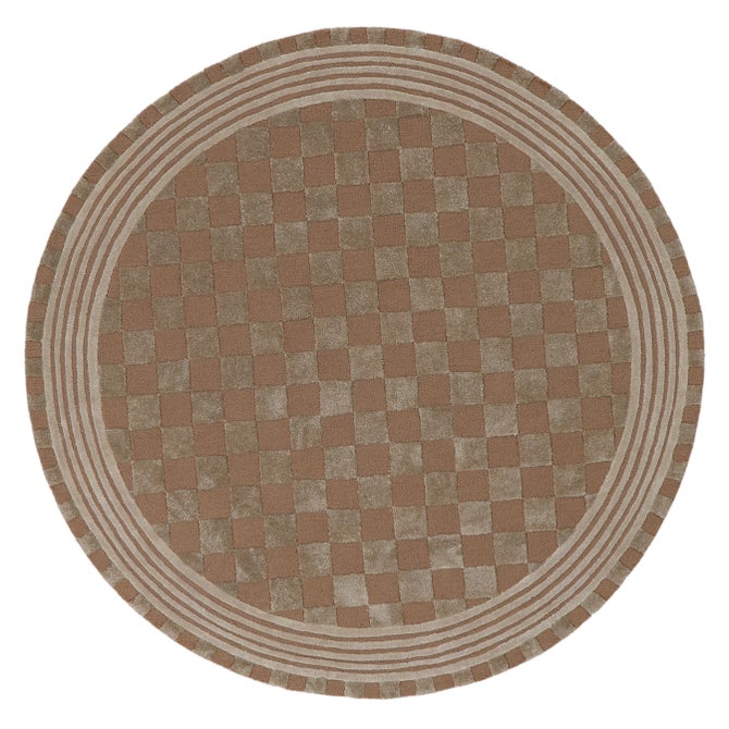 Mocha Tonal Check 6' Round Rug