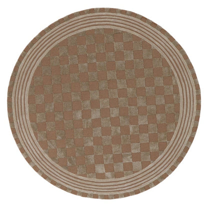 Mocha Tonal Check 6' Round Rug