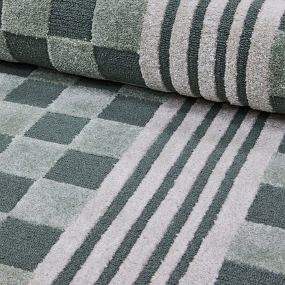 Sage Green Tonal Check 6' Round Rug