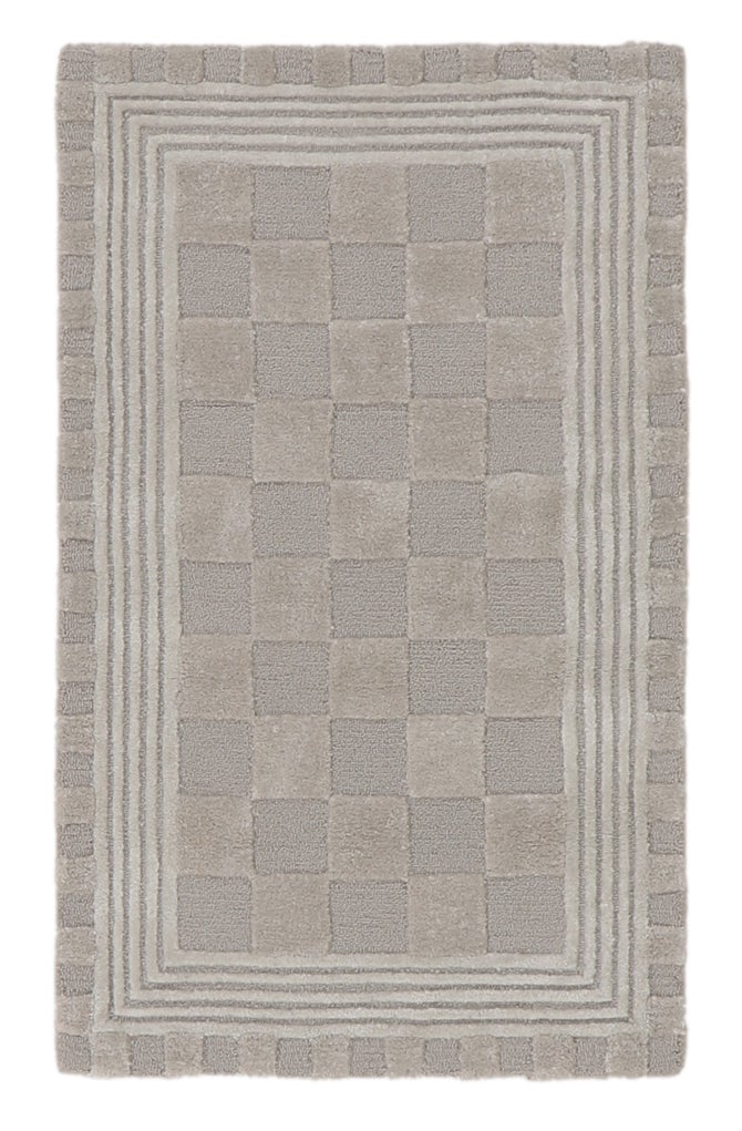 Light Grey Tonal Check 2'3" x 3'9" Rug